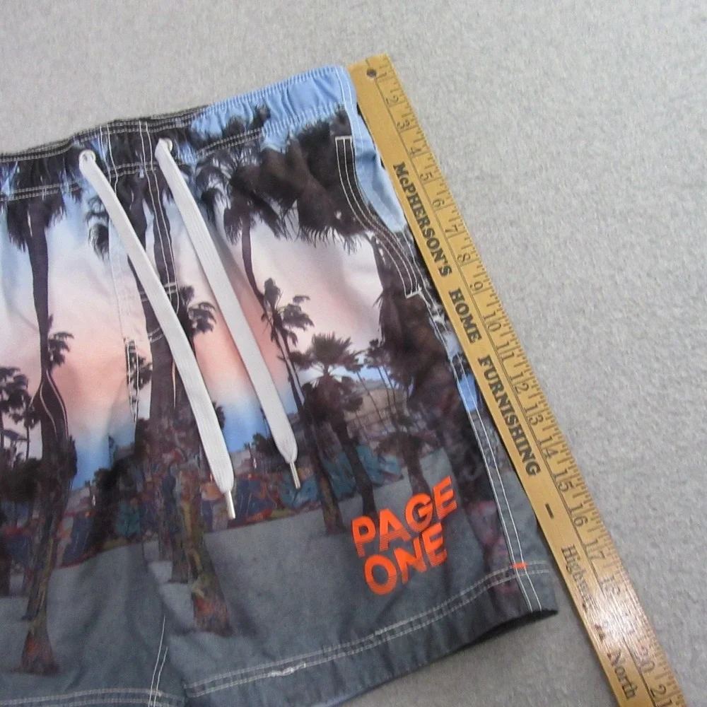Page One Mens Board Shorts L Cityscape Santa Monica Venice All Over